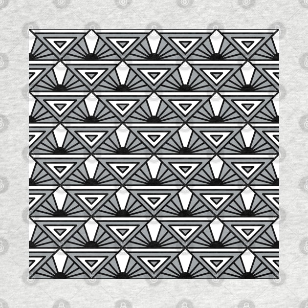 Art Deco Pattern No 76 - Monochrome Black Grey - Vintage Geometric by Millusti